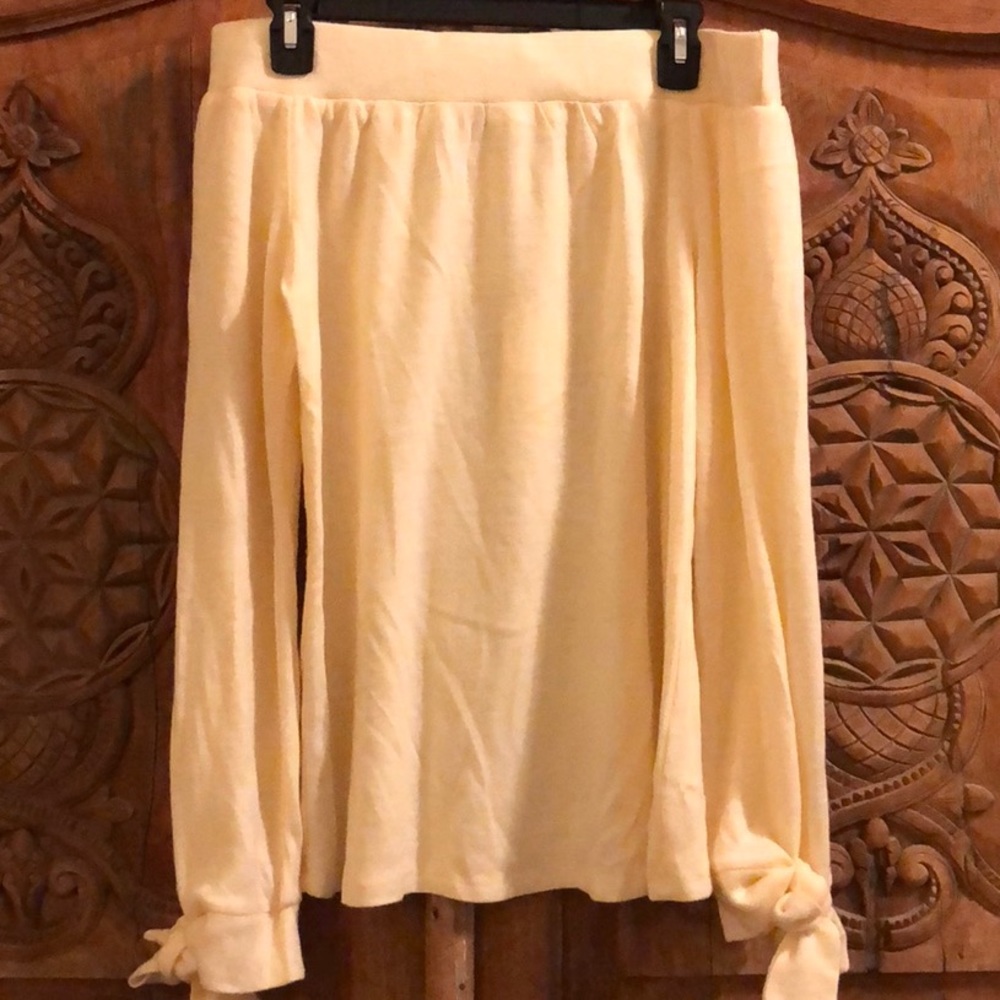 Of the shoulder cream sweater top